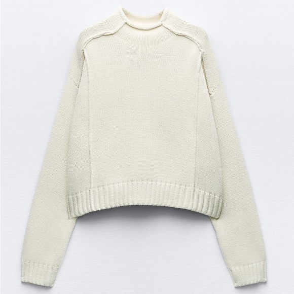 Zara Sweaters - Zara Women’s Pronounced Seam Knit Crop Sweater, Size S, Brand New with tags